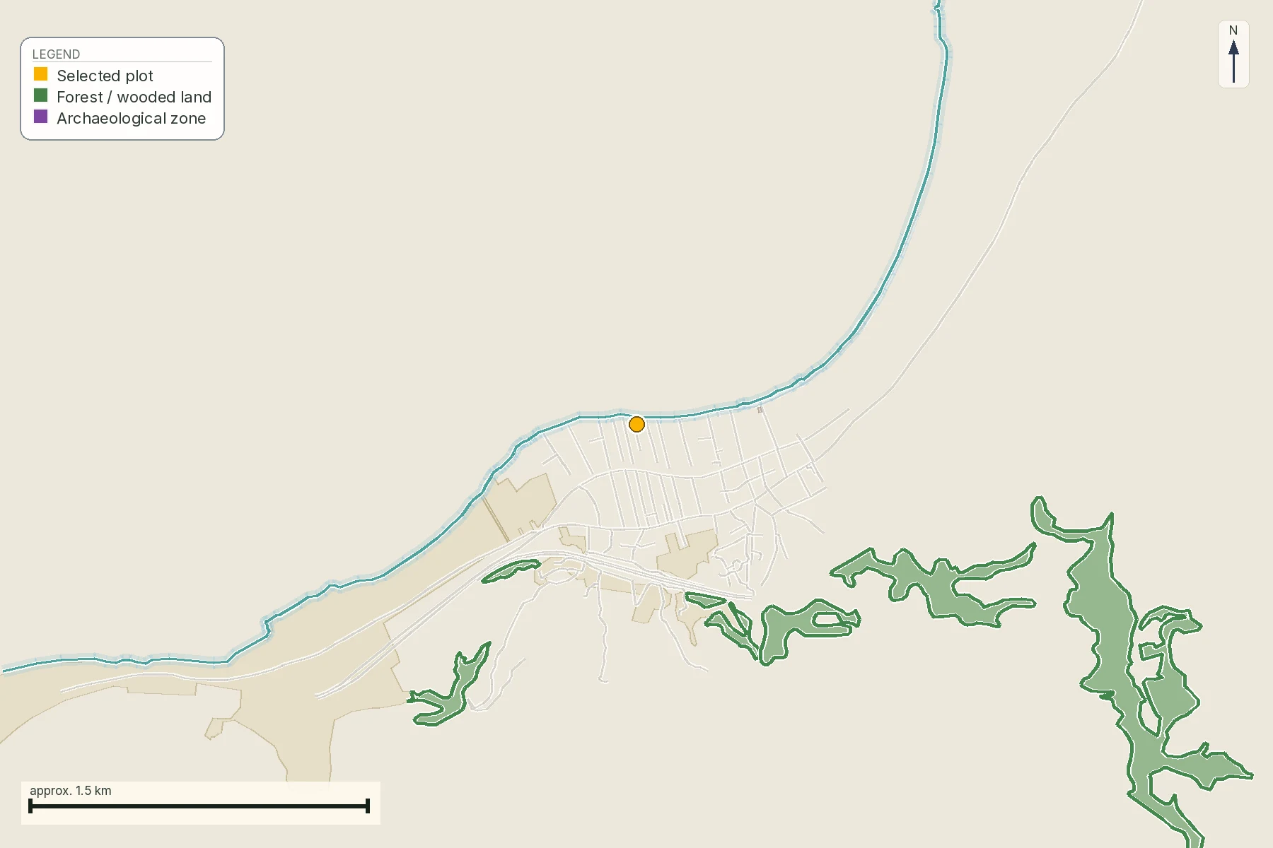 Anonymised report map showing protected-zone context