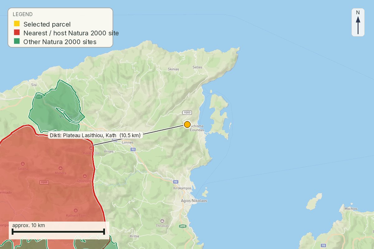 Map of protected Natura 2000 sites and designations around the parcel